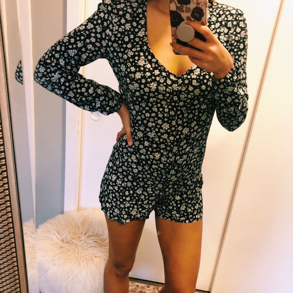 Long Sleeve Floral Boho Romper